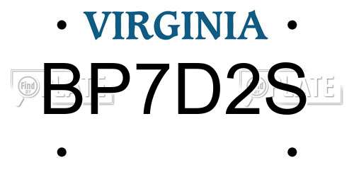 BP7D2S Virginia License Plate