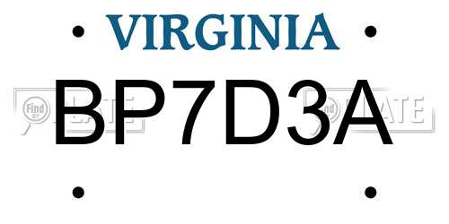 BP7D3A Virginia License Plate