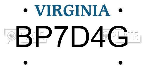 BP7D4G Virginia License Plate