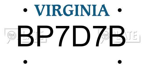 BP7D7B Virginia License Plate