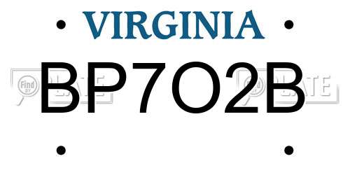 BP7O2B Virginia License Plate