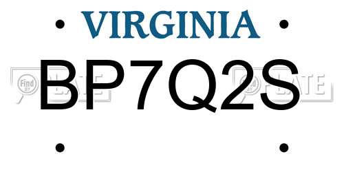 BP7Q2S Virginia License Plate