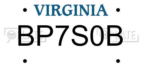 BP7S0B Virginia License Plate