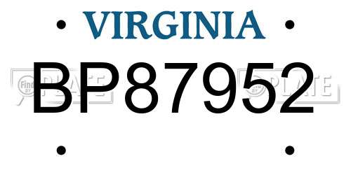 BP87952 Virginia License Plate