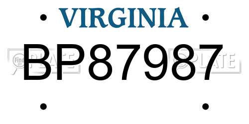 BP87987 Virginia License Plate