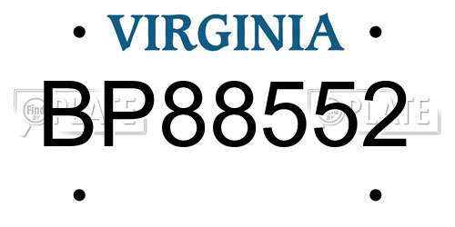 BP88552 Virginia License Plate