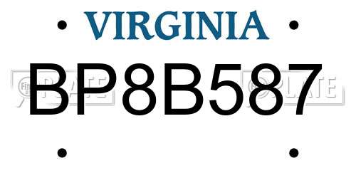 BP8B587 Virginia License Plate