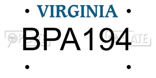 BPA194 Virginia License Plate