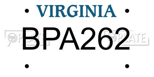 BPA262 Virginia License Plate