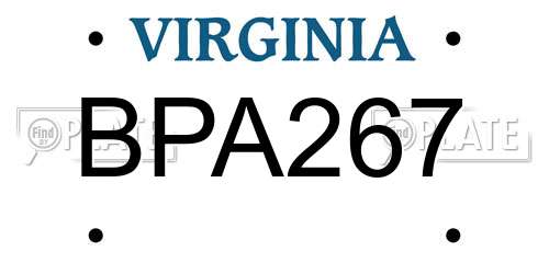 BPA267 Virginia License Plate