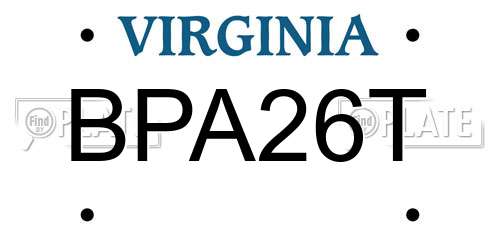 BPA26T Virginia License Plate