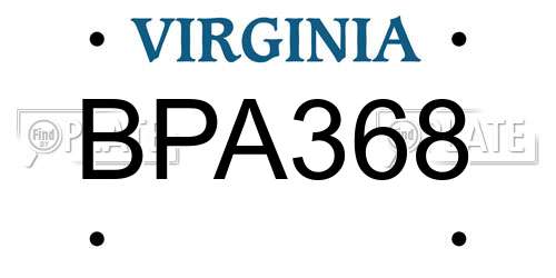 BPA368 Virginia License Plate