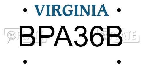 BPA36B Virginia License Plate