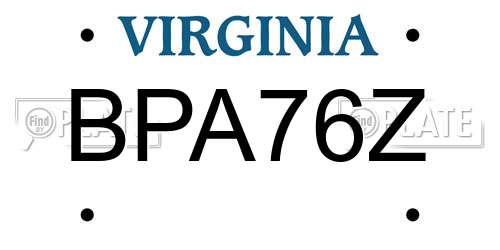 BPA76Z Virginia License Plate