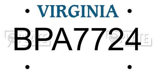 BPA7724 Virginia License Plate