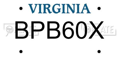 BPB60X Virginia License Plate