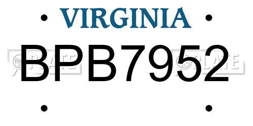 BPB7952 Virginia License Plate