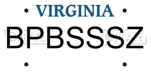 BPBSSSZ Virginia License Plate