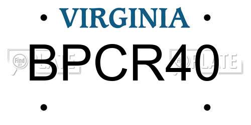BPCR40 Virginia License Plate