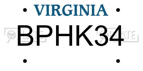 BPHK34 Virginia License Plate