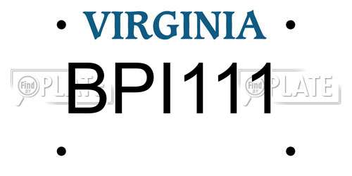 BPI111 Virginia License Plate