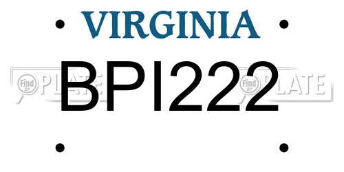 BPI222 Virginia License Plate