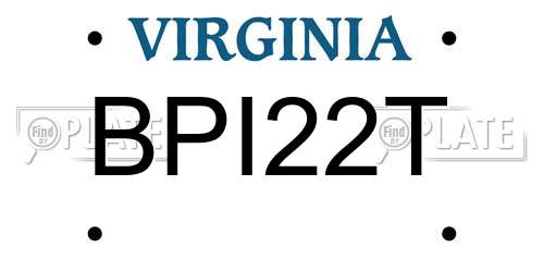 BPI22T Virginia License Plate