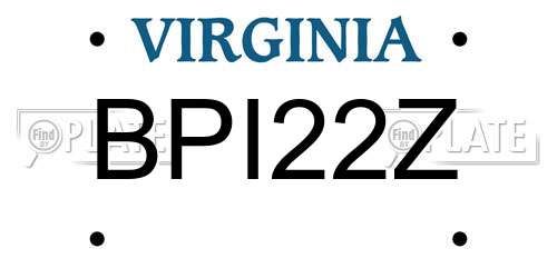 BPI22Z Virginia License Plate