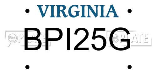 BPI25G Virginia License Plate