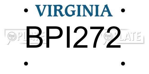 BPI272 Virginia License Plate