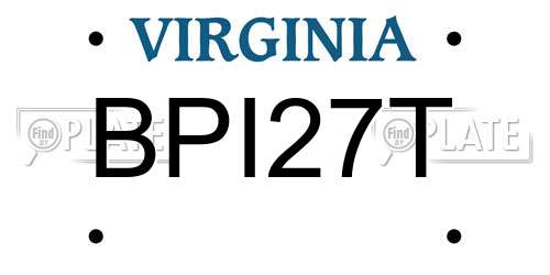 BPI27T Virginia License Plate