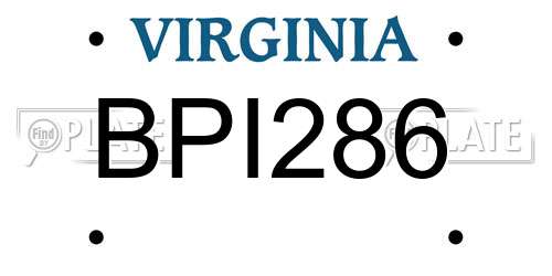 BPI286 Virginia License Plate