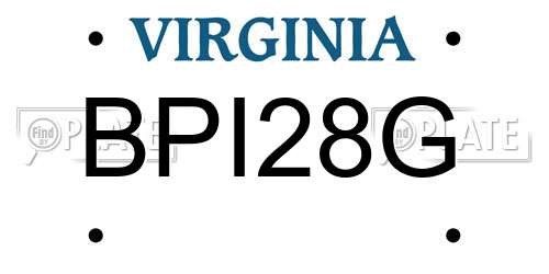 BPI28G Virginia License Plate