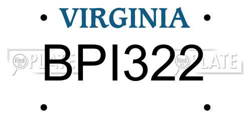 BPI322 Virginia License Plate