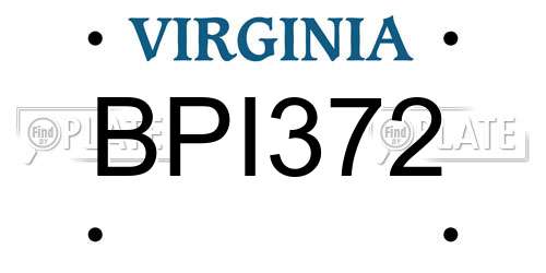 BPI372 Virginia License Plate