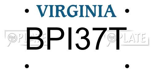 BPI37T Virginia License Plate