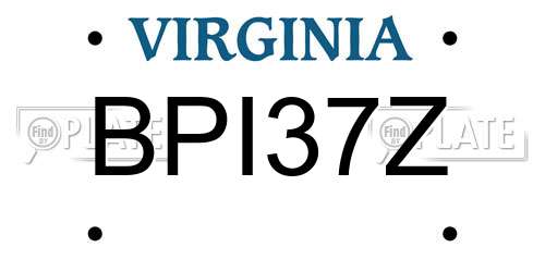 BPI37Z Virginia License Plate