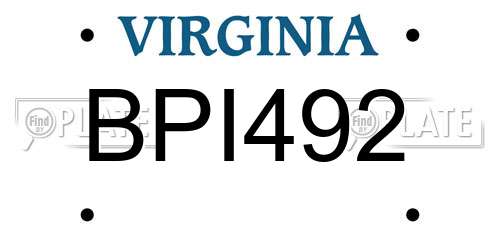 BPI492 Virginia License Plate
