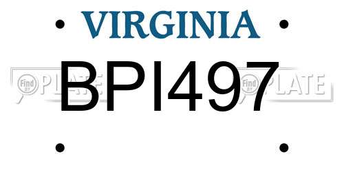 BPI497 Virginia License Plate