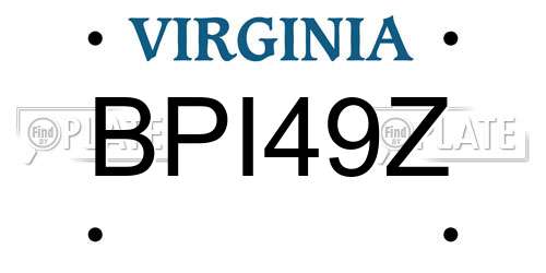 BPI49Z Virginia License Plate