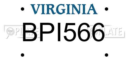 BPI566 Virginia License Plate