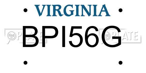 BPI56G Virginia License Plate