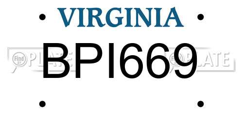 BPI669 Virginia License Plate