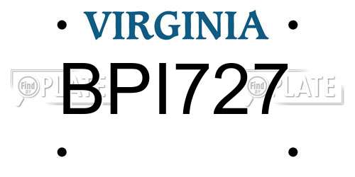 BPI727 Virginia License Plate