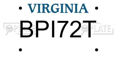 BPI72T Virginia License Plate