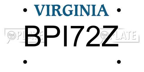 BPI72Z Virginia License Plate