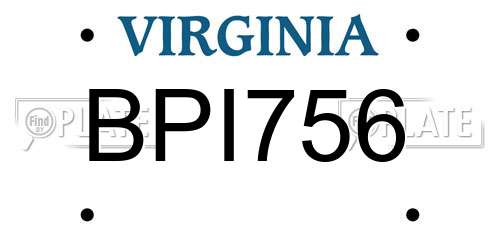 BPI756 Virginia License Plate