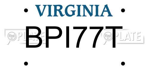 BPI77T Virginia License Plate