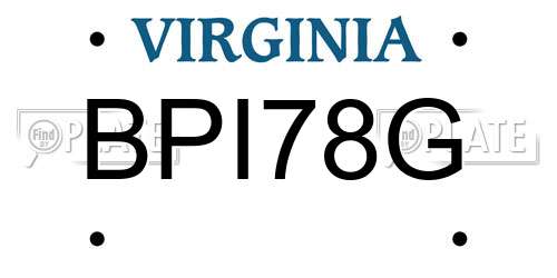 BPI78G Virginia License Plate