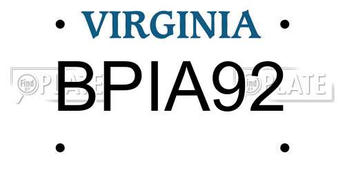 BPIA92 Virginia License Plate